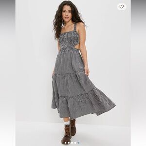 American Eagle Black and White Checkered Midi Dress